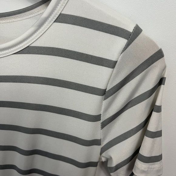 Maternity PinkBlush Maxi full Length stripped dress size small - Picture 2 of 5